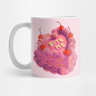 Bite Me! Sassy heart shaped cake art Mug